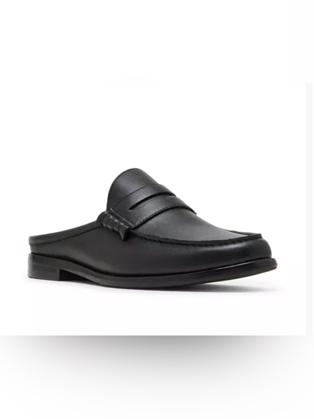 Steve Madden Black Leather Slip-On Mule Loafer